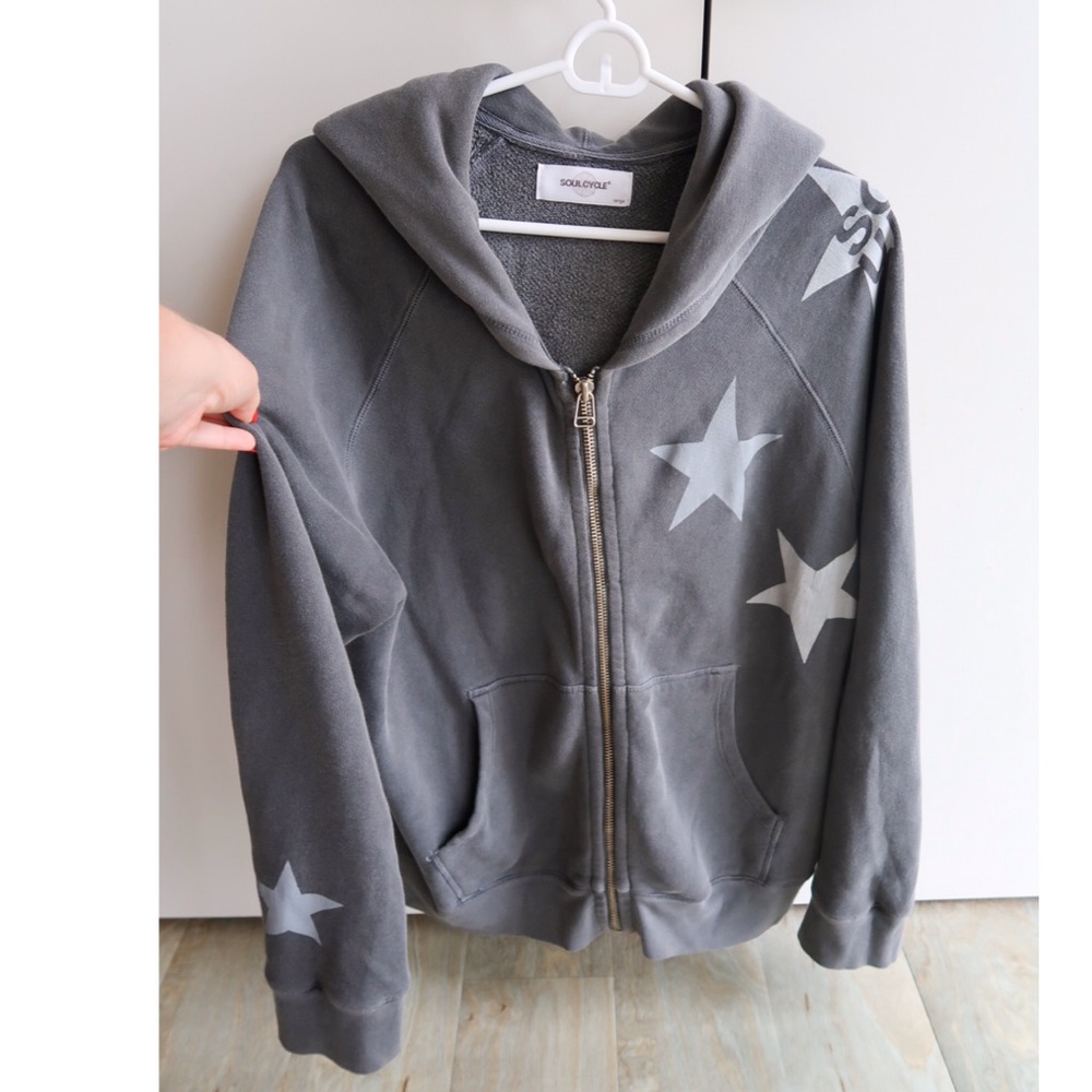 SoulCycle Gray Zip Up Sweatshirt with Stars